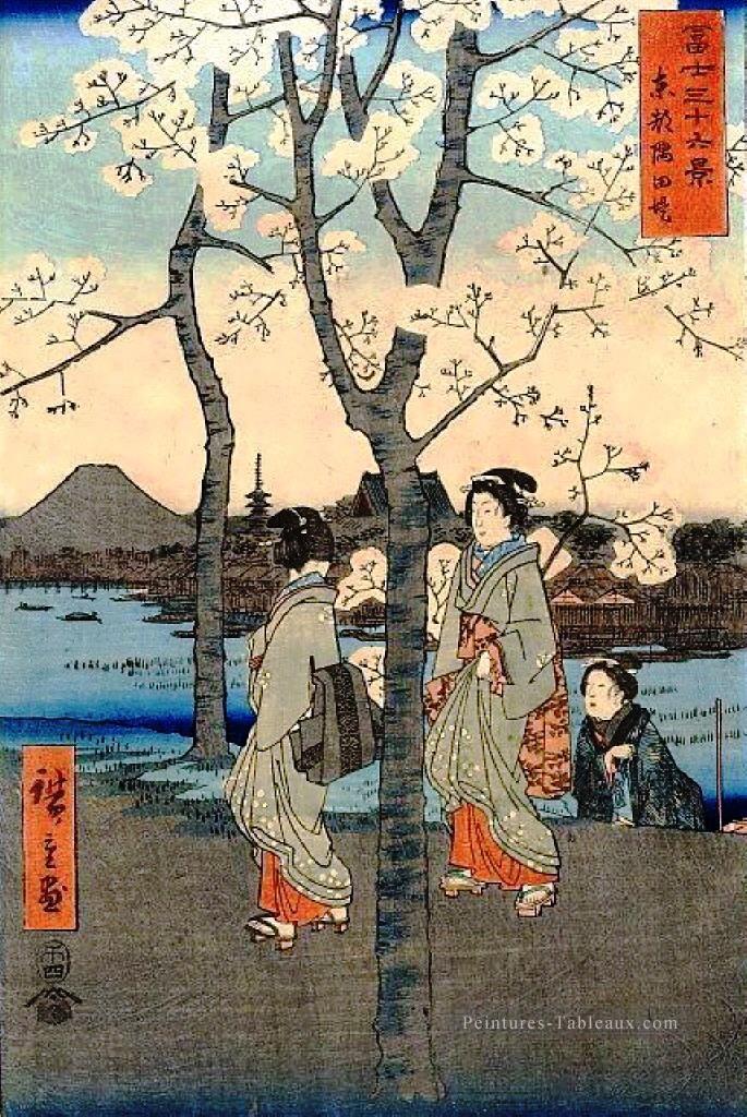 arbre de cerisier Utagawa Hiroshige ukiyoe Peintures à l'huile